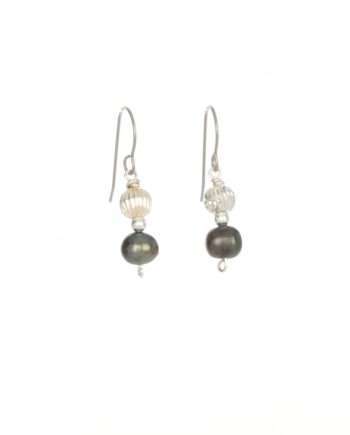 Day to Night Silver and Peacock Potato Pearl Earrings
