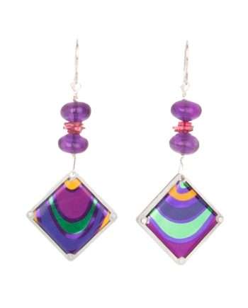 Cape Cod Trippy Berry Sour Ale Earrings with Amethyst and Tourmaline