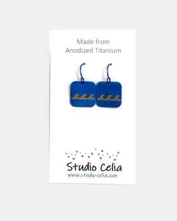 Patterned Titanium Square Drop Earrings