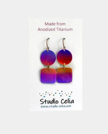 Titanium Ombre Gold to Magenta Double Earrings