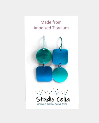 Titanium Blue-Green Topsy Turvy Earrings