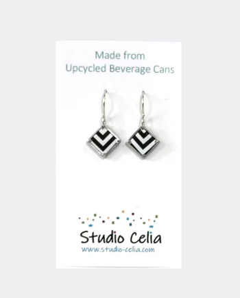 Black Flannel Black and White Striped Mini Earrings