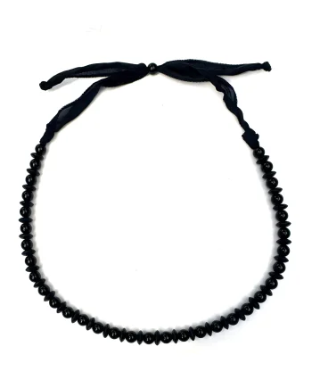 Vintage Onyx and Wood Adjustable Necklace