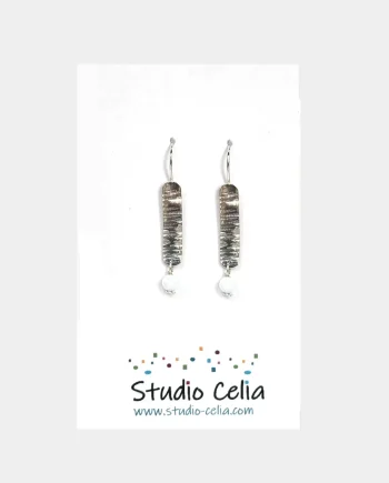 Textured Argentium Silver Earrings with Opals