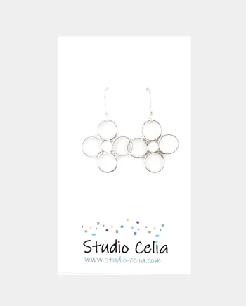 Four Petal Silver Flower Earrings